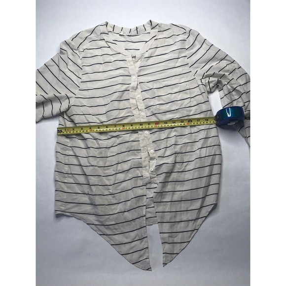 Joie Womens Button Front Long Sleeve Striped Blouse, White Striped,‎ Med, Q - Picture 5 of 6